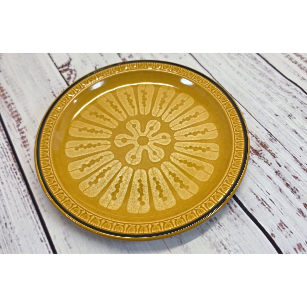 Suzuka Stone Mesa Gold Plate Unisex 6.5" Yellow Excellent MCM Sunburst Japan